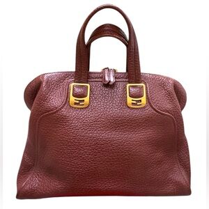 FENDI Brown Pebbled Leather Chameleon Top Handle Tote Bag Handbag Auth Ex.++